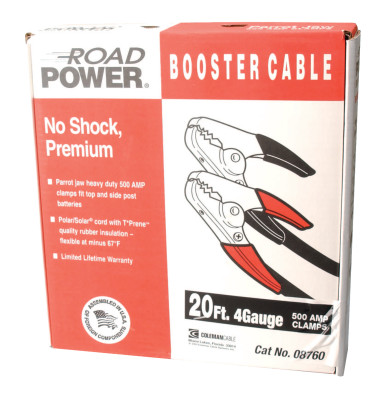   in.20 500AMP 4GA. BLACK BOOSTER CABLE W/ HD PARRO in.