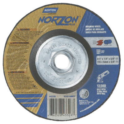  4-1/2 in.X1/4 in.X5/8-11 TYPE27 NORZON PLUS WHEEL